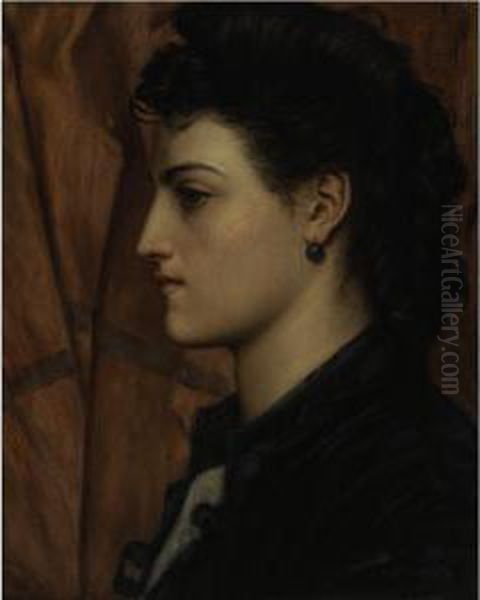 Head Of An Italian Girl Oil Painting by Valentine Cameron Prinsep