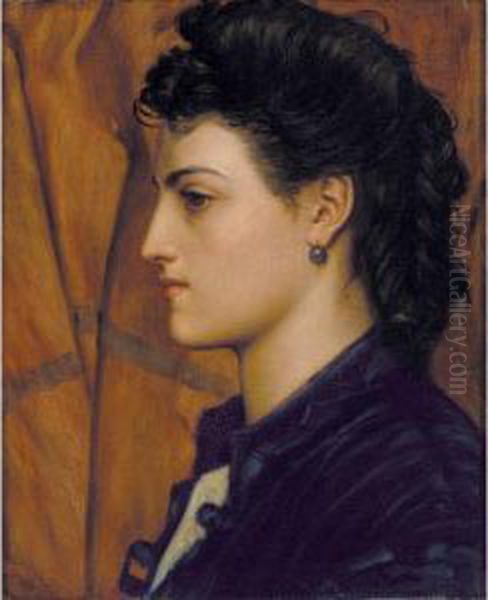 Head Of An Italian Girl Oil Painting by Valentine Cameron Prinsep