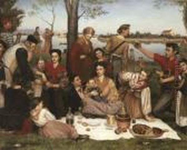 La Festa Di Lido Oil Painting by Valentine Cameron Prinsep