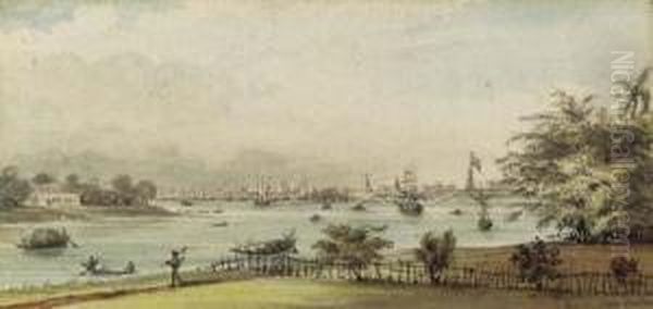 Calcutta From Plowden's, On Garden Reach Oil Painting by William Prinsep