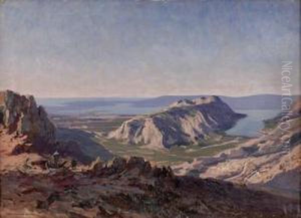 Blick Vom Lovcen In Die Bucht Von Kotor (ital. Cattaro), Montenegro Oil Painting by Karl Ludwig Prinz