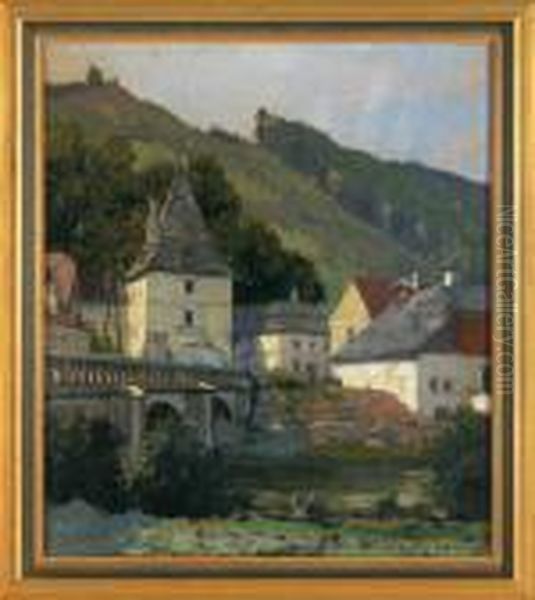 Stadtansicht Mitbrucke Oil Painting by Karl Ludwig Prinz