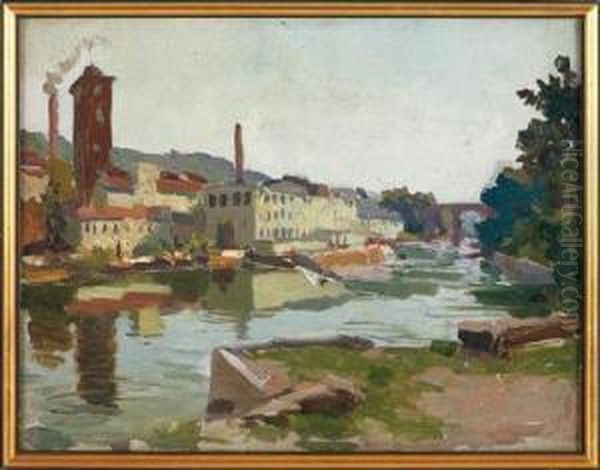 Papierfabrik B.kematen Oil Painting by Karl Ludwig Prinz