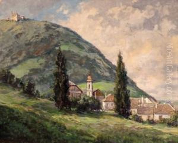 Niederosterreichisches Dorf Und Wallfahrtskirche Oil Painting by Karl Ludwig Prinz