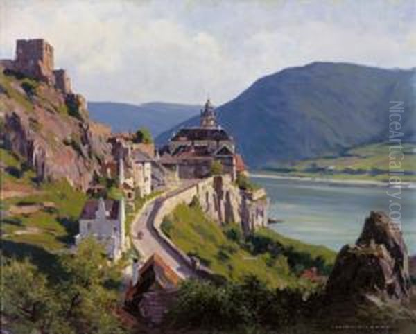 Durnstein An Der Donau Oil Painting by Karl Ludwig Prinz