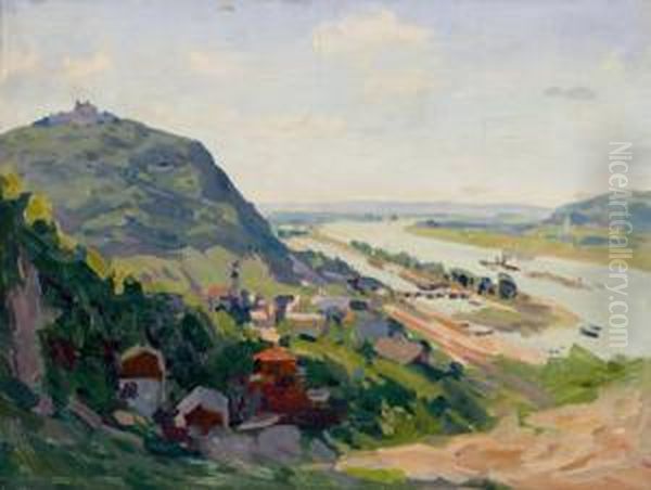 Wien, Kahlenbergerdorf Mit Leopoldsberg Oil Painting by Karl Ludwig Prinz