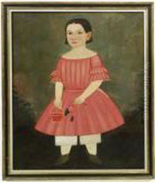 Portrait Of A Young Girl In Pink Dress Oil Painting by William Matthew Prior