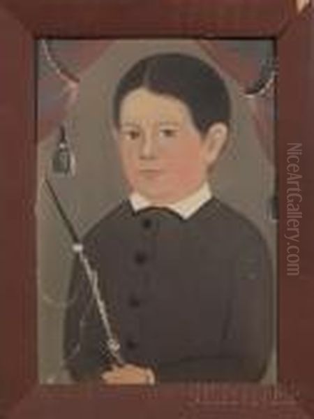 Portrait Of A Boy Holding A Riding Whip. Oil Painting by William Matthew Prior