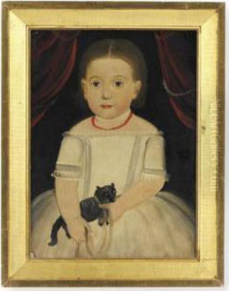 Girl In White With Black Cat Oil Painting by William Matthew Prior