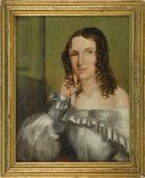 Half-length Portrait Of A Young Woman In A White Dress Oil Painting by William Matthew Prior