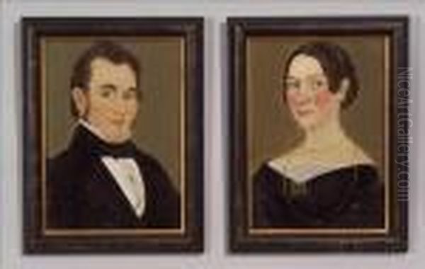 Pair Of Portraits Of A Lady And A Gentleman. Oil Painting by William Matthew Prior