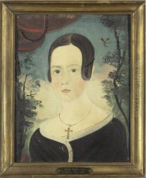 Portrait Of A Dark-haired Young Girl With A Robin Red-breast Oil Painting by William Matthew Prior