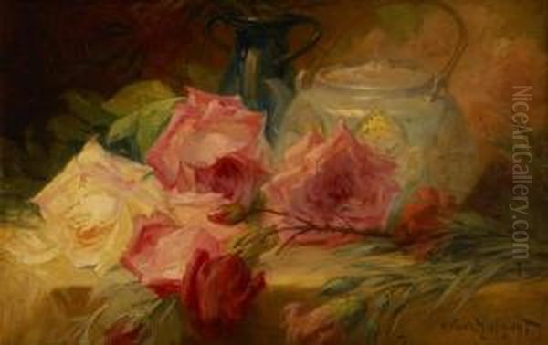 Jetee De Roses Oil Painting by Privat Livemont