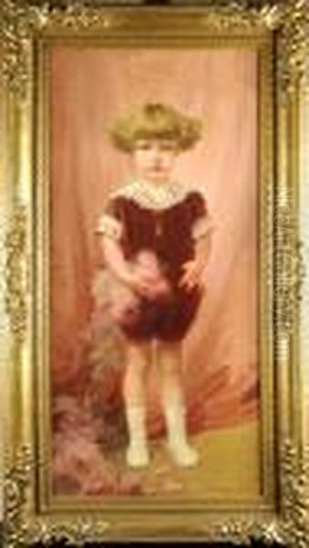 Enfant Au Bouquet De Roses Oil Painting by Privat Livemont