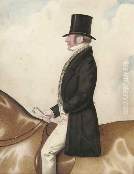 An elegant gentleman on horseback Oil Painting by Richard Dighton