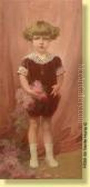 L'enfant Au Bouquet De Roses Oil Painting by Privat Livemont