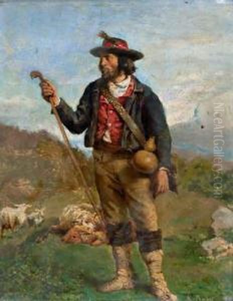 Ein Italienischer Hirte Oil Painting by Georg Balthasar Probst