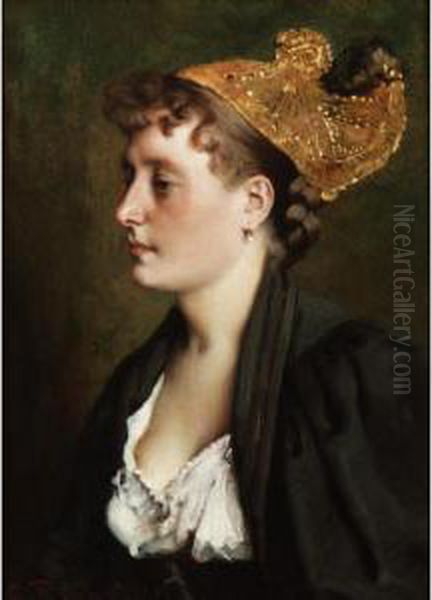 Young Woman Oil Painting by Georg Balthasar Probst