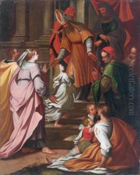 E Bottega La Presentazione Della Vergine Al Tempio Oil Painting by Camillo Procaccini