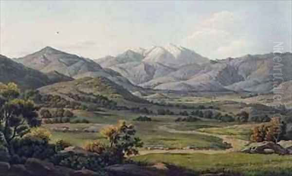 Mount Olympus as seen between Larissa and Baba Oil Painting by Edward Dodwell