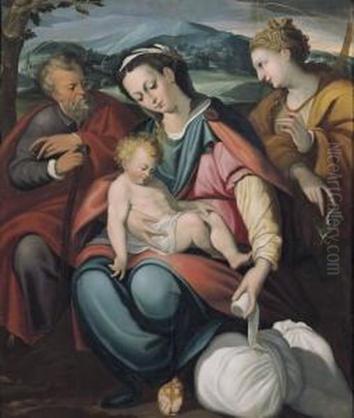 Sacra Famiglia Con Santa Caterina Oil Painting by Ercole Ii Procaccini