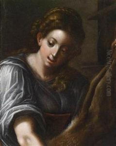 A Young Woman With Suspended Venison Oil Painting by Giulio Cesare Procaccini