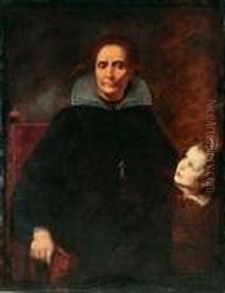 Ritratto Di Gentildonna Con Giovinetto Oil Painting by Giulio Cesare Procaccini