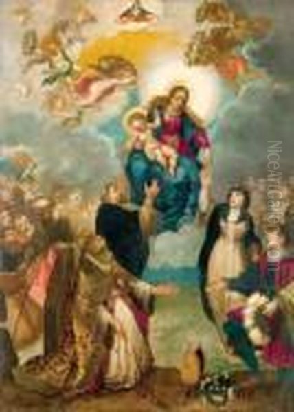 Apparition De La Vierge Et De L'enfant Jesus Dans Les Nuees Oil Painting by Giulio Cesare Procaccini