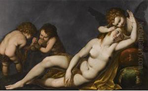 Venus And Cupids Oil Painting by Giulio Cesare Procaccini