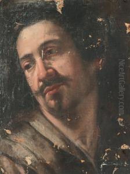 Head Study Of A Man, A Fragment Oil Painting by Giulio Cesare Procaccini