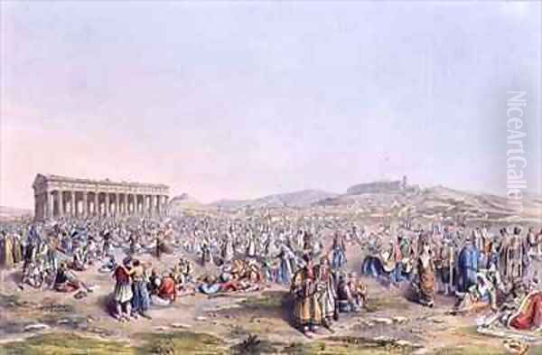 Festival at Athens Oil Painting by Edward Dodwell