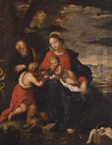 The Holy Family With The Infant Saint John The Baptist Oil Painting by Giulio Cesare Procaccini