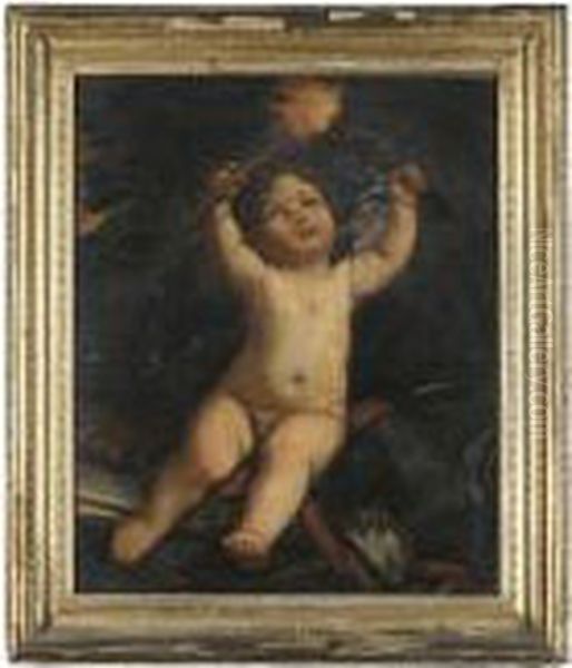 Putto Holding Two Flaming Torches Oil Painting by Giulio Cesare Procaccini