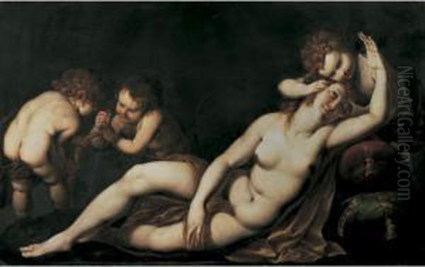 Venus And Cupids Oil Painting by Giulio Cesare Procaccini