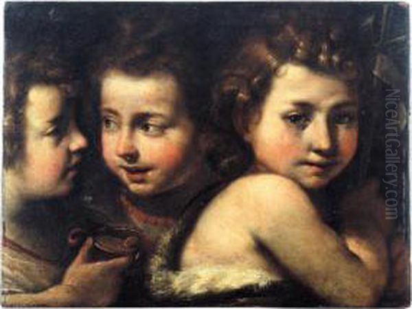 Study Of Three Heads Of Children Oil Painting by Giulio Cesare Procaccini