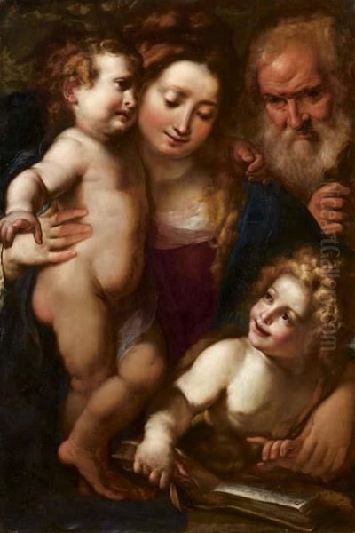 Sacra Famiglia Con San Giovannino Oil Painting by Giulio Cesare Procaccini