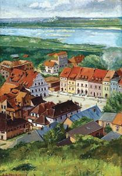 Kazimierz Dolny Nad Wisla Oil Painting by Antoni Stanislaw Procajlowicz