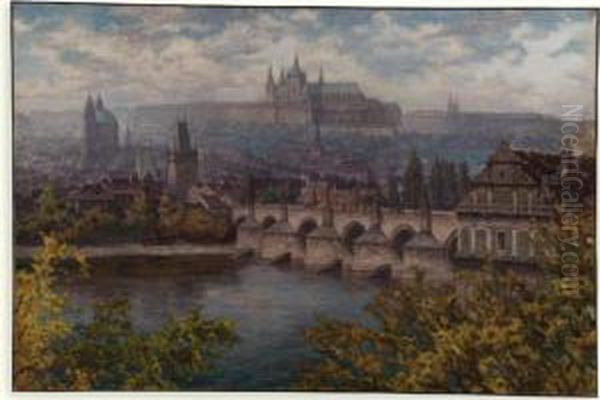 View Of Prague Oil Painting by Jaro Prochazka