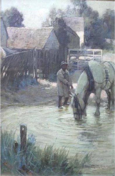 The Watering Place Oil Painting by Adam Edwin Proctor