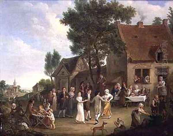 A Village Wedding Oil Painting by Leonard Defrance