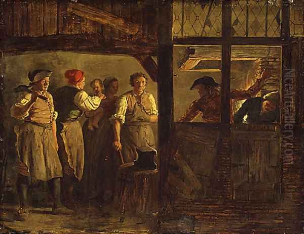 The Forge Oil Painting by Leonard Defrance