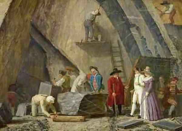 Extracting Sainte Anne Marble from a Quarry Oil Painting by Leonard Defrance