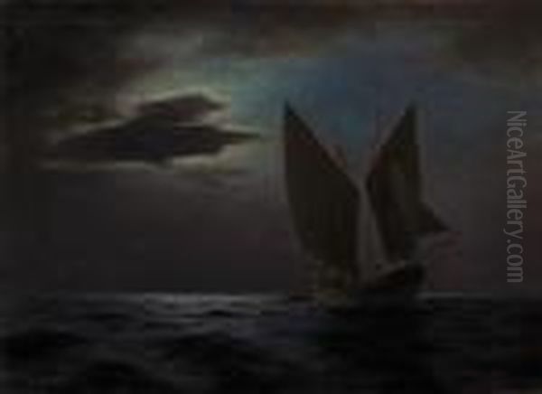 Night Sailing Oil Painting by Emilios Prosalentis