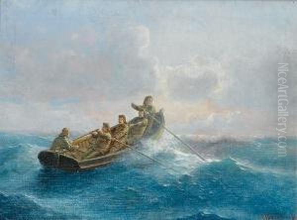 Riding The Waves Oil Painting by Emilios Prosalentis