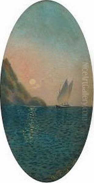 Sailing At Sunset Oil Painting by Emilios Prosalentis