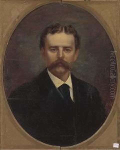 Portrait Of A Gentleman, Bust Length, In A Dark Suit And A Whiteshirt Oil Painting by Emilios Prosalentis