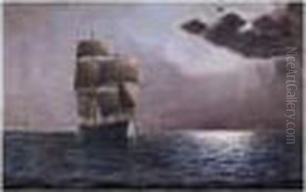 Sailing In Moonlit Seas Oil Painting by Emilios Prosalentis