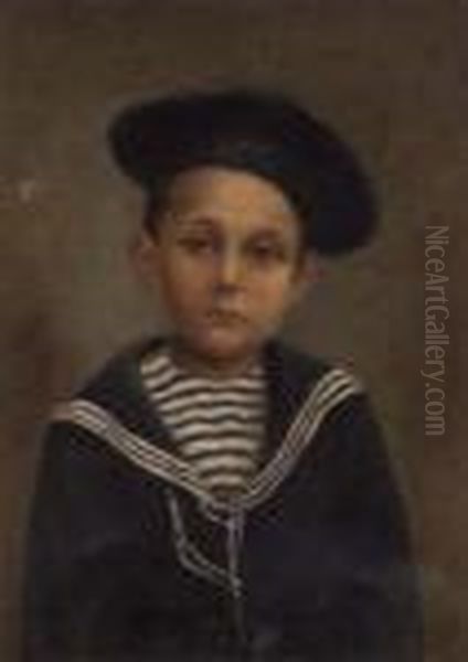 Boy In Sailor Suit Oil Painting by Emilios Prosalentis