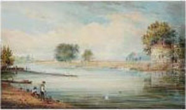 The Brocas, Eton Oil Painting by George Frederick Prosser