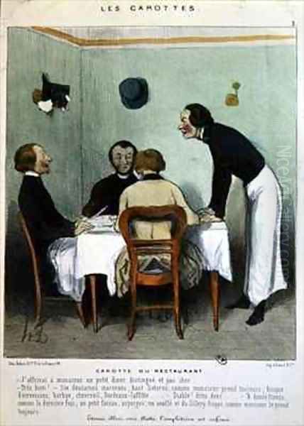 Restaurant scene Oil Painting by Honore Daumier